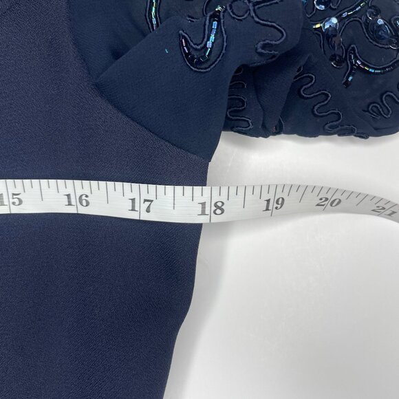 Vintage R&M Richards Navy Beaded Back Accent Mother of the Bride Dress Gown 8P - Picture 8 of 14